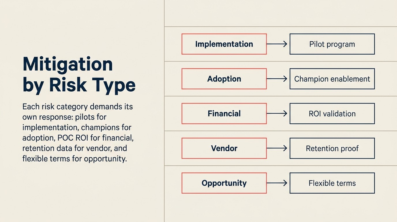 Matched risk mitigation tactics for each of the five B2B deal risk categories