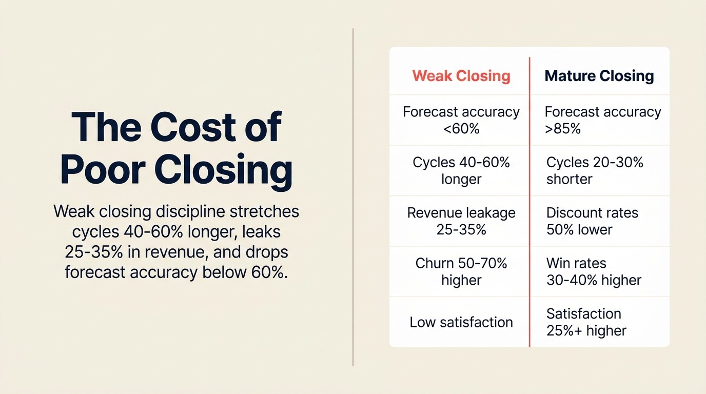 Cost of poor closing execution - before and after metrics