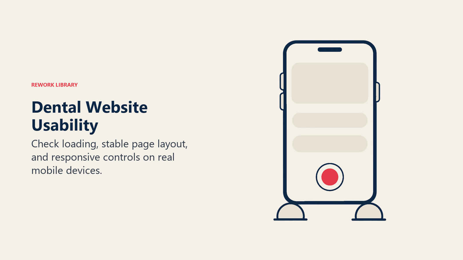Dental website mobile usability shown by a stable phone layout and clear touch target