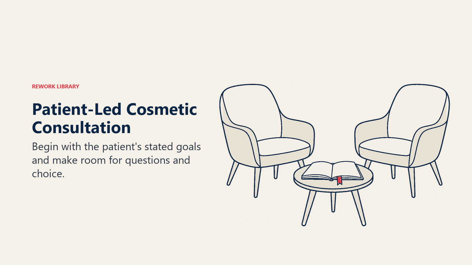 Patient-Led Cosmetic Consultation illustrated by open consultation notebook.