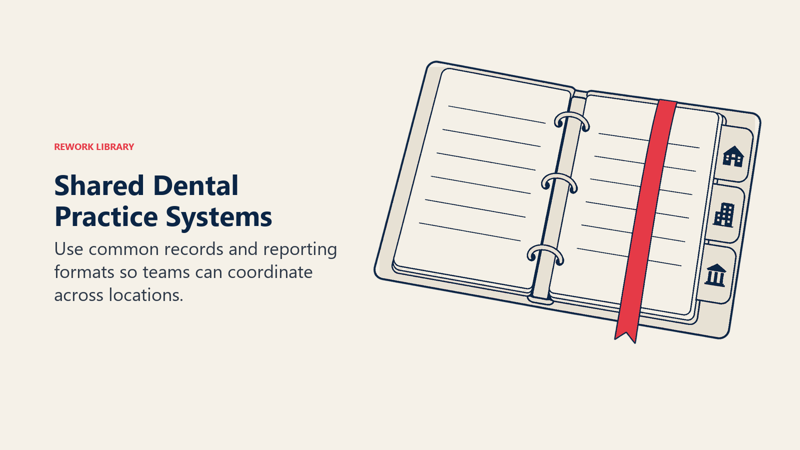 Shared Dental Practice Systems illustrated by shared ring binder