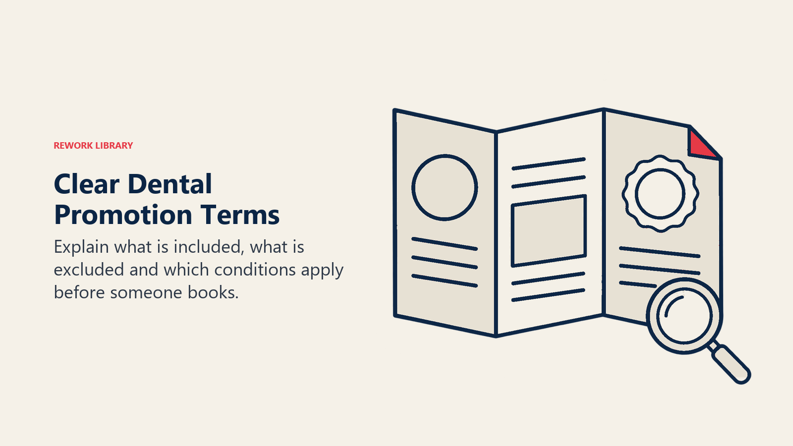 Clear Dental Promotion Terms illustrated by unfolded offer leaflet