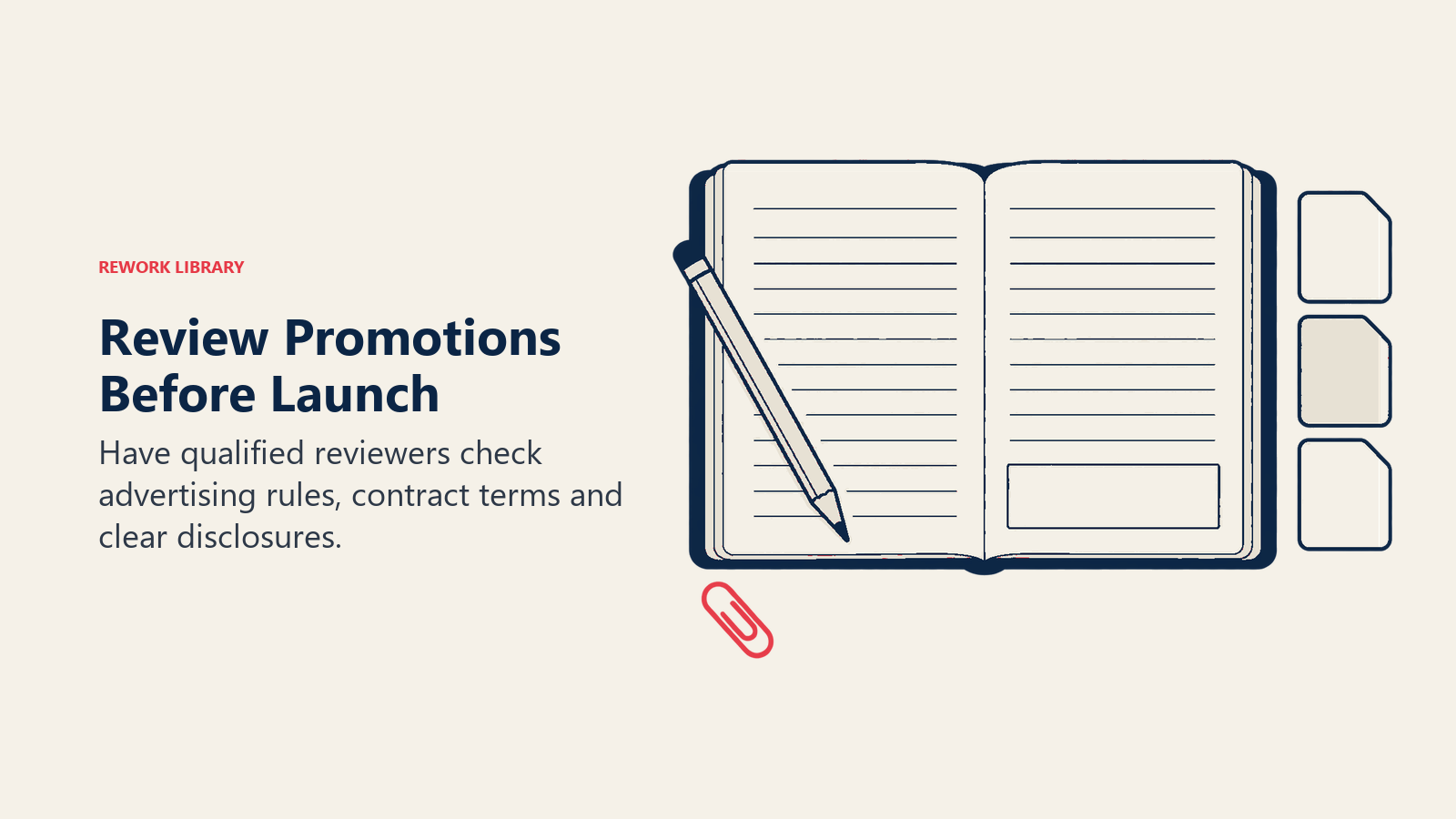 Review Promotions Before Launch illustrated by review folio and pencil