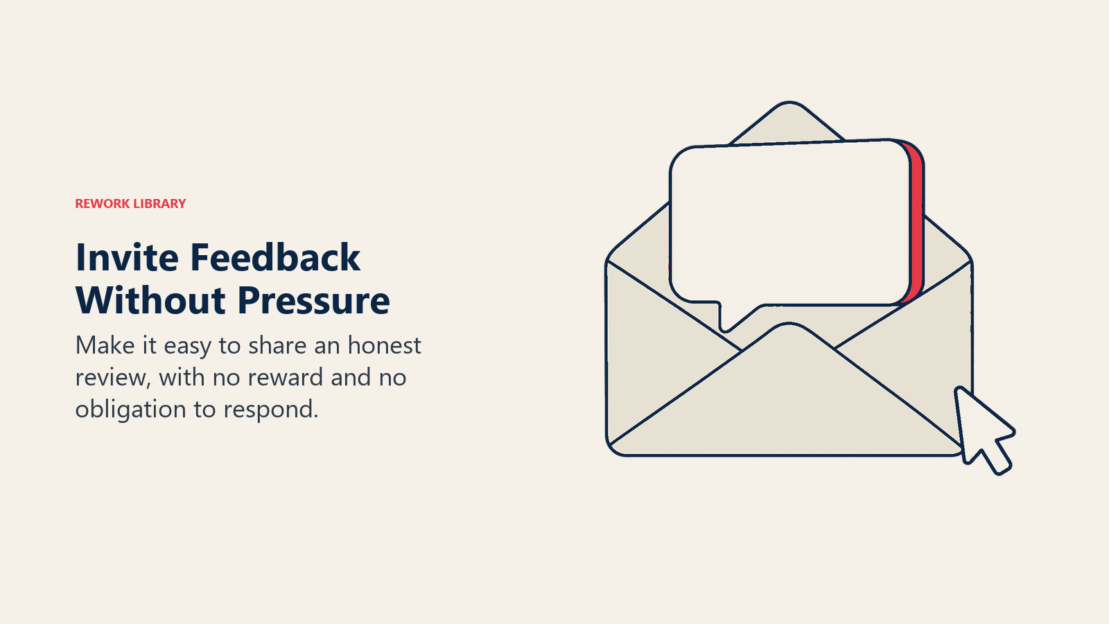 Invite Feedback Without Pressure illustrated by open feedback envelope