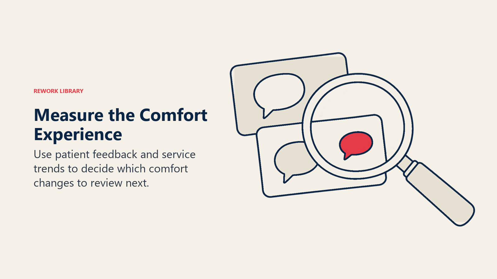 Measure the Comfort Experience illustrated by feedback cards under lens
