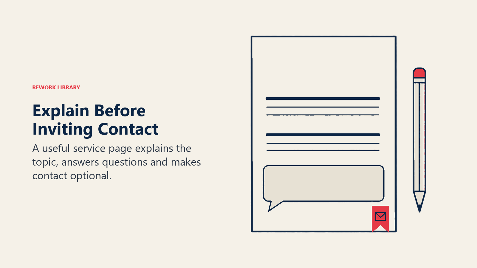 Explain Before Inviting Contact illustrated by editorial page outline