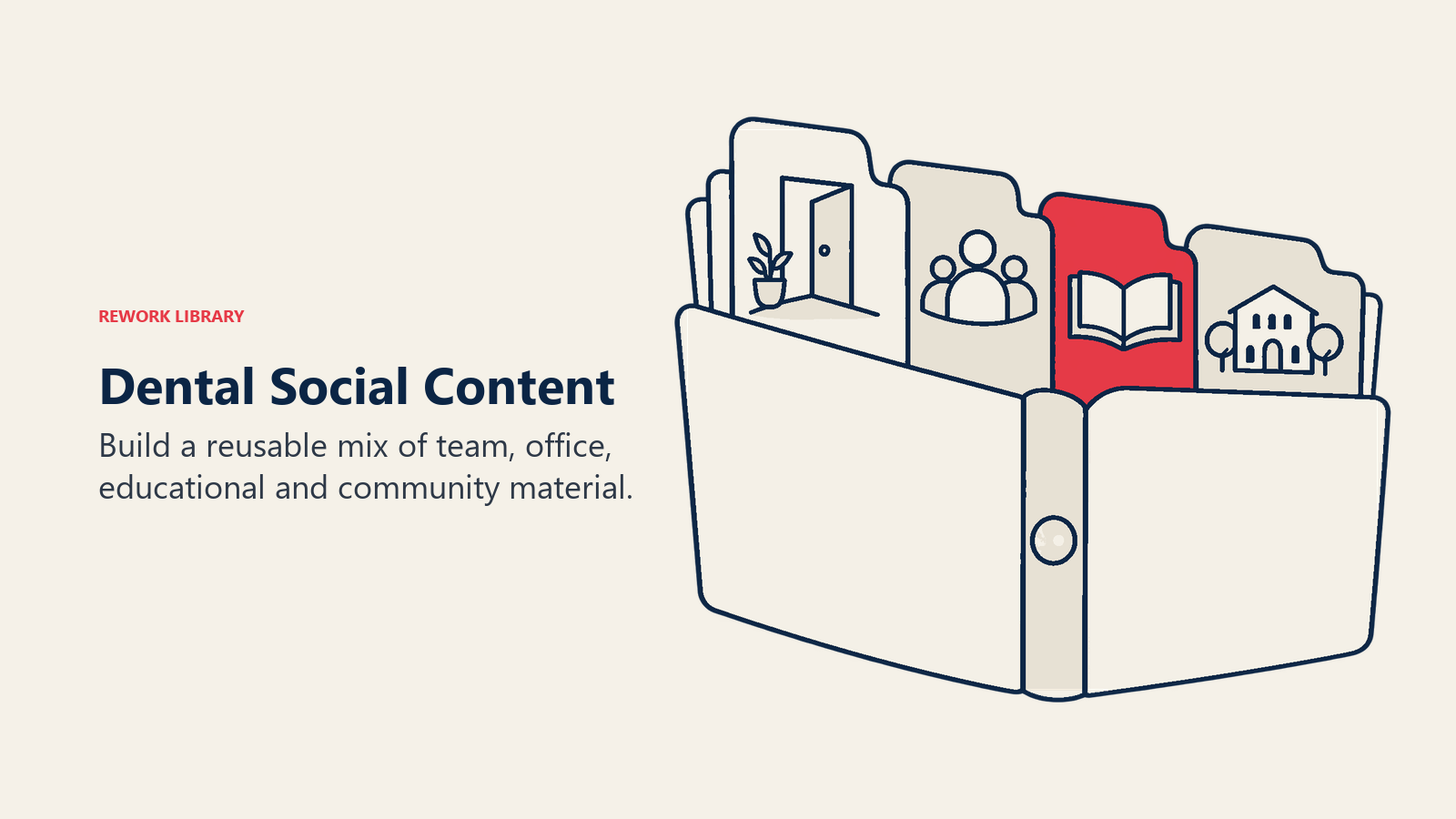A dental content portfolio holds office, team, education and community themes.