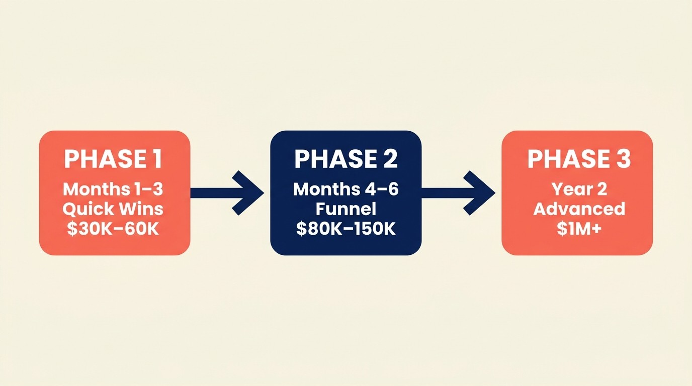Building an A/B testing roadmap phased across quick wins, funnel optimization, and scaling