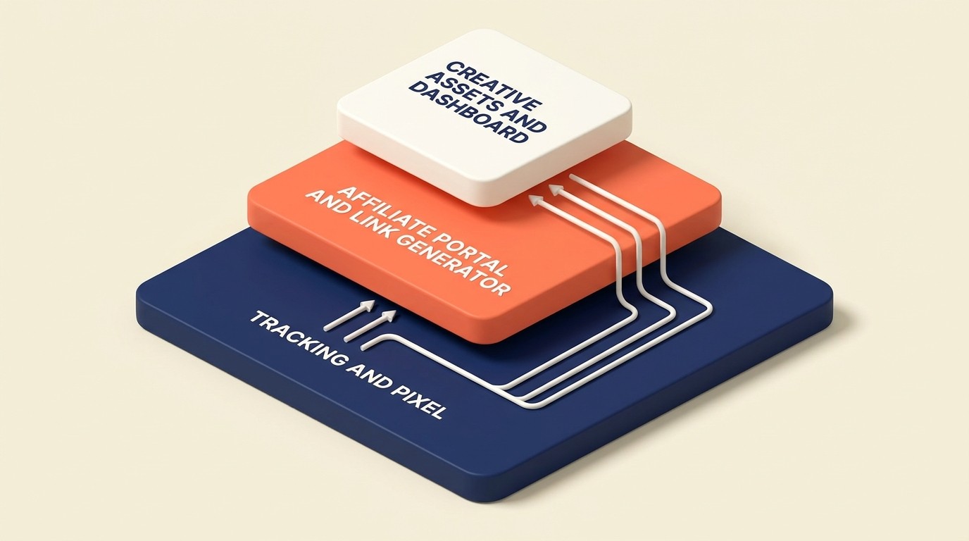 Affiliate program infrastructure setup with tracking attribution and platform integration