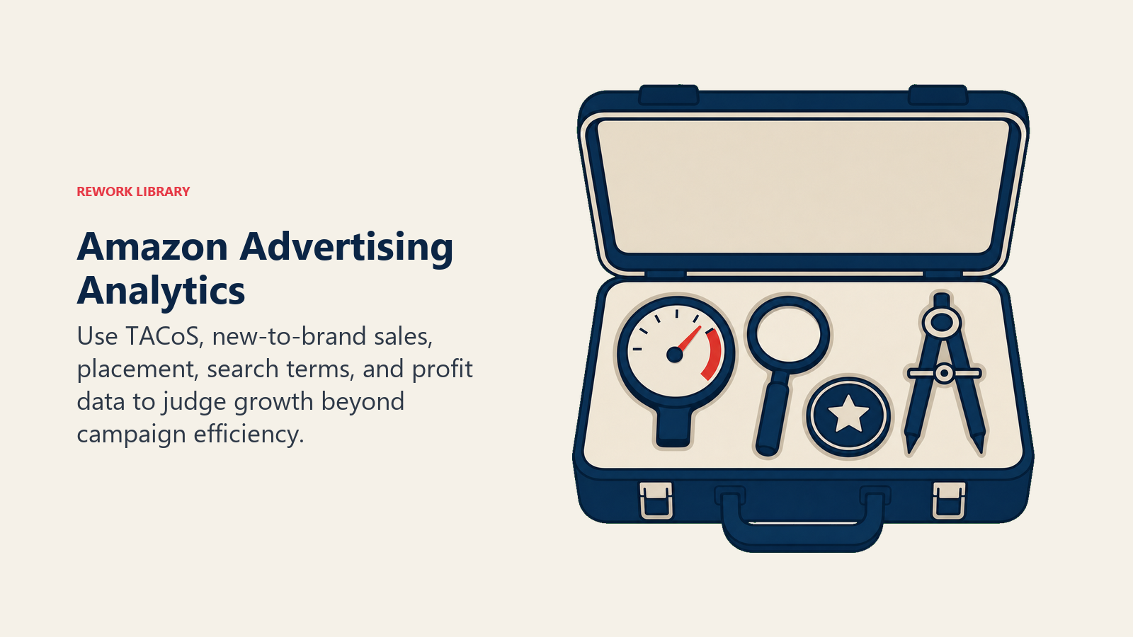 Amazon Advertising Analytics illustrated with analytics instrument case