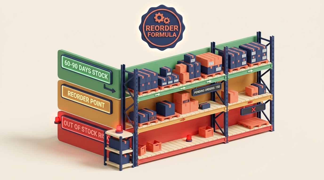 FBA inventory management with demand forecasting and reorder point calculation