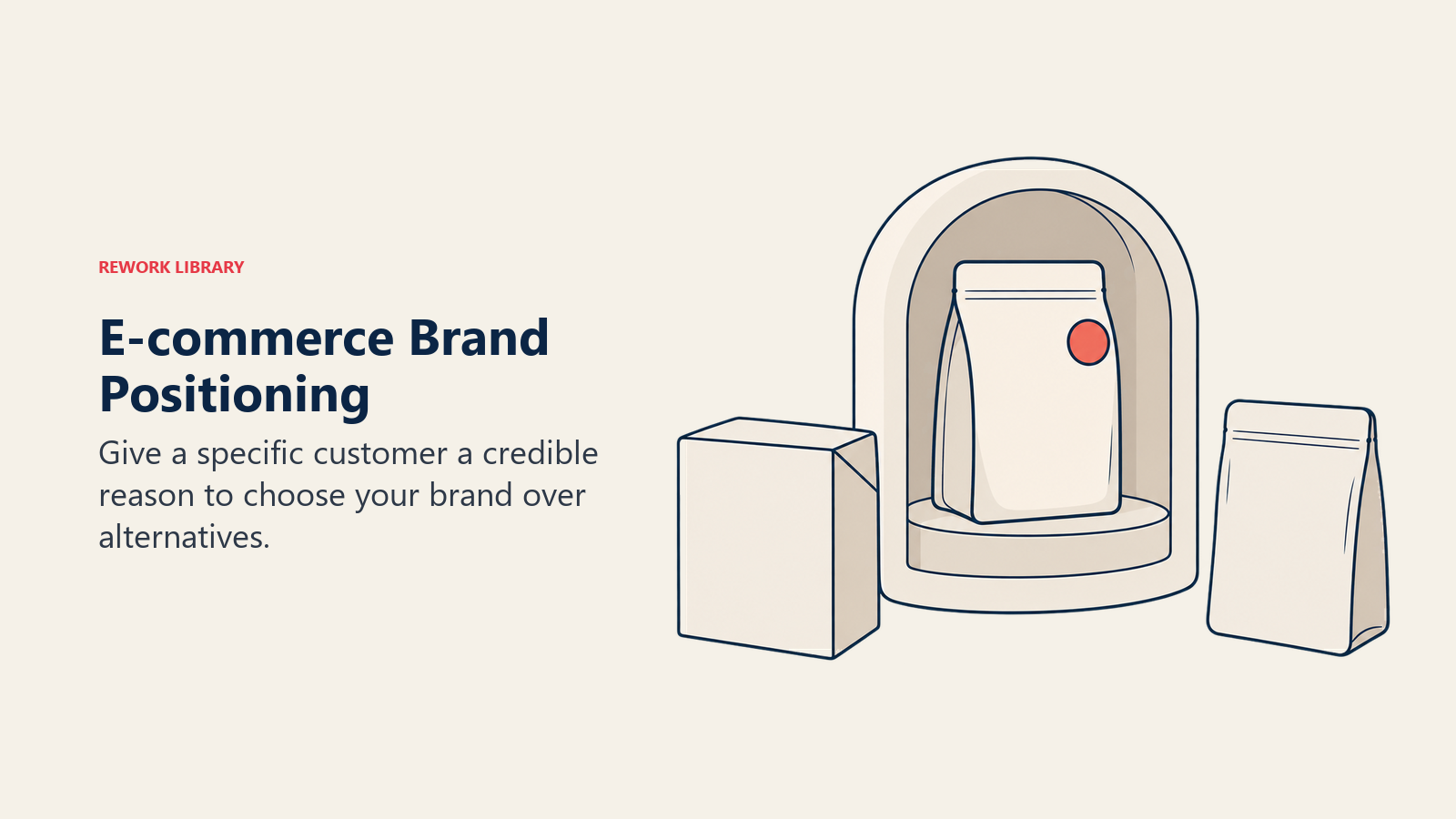 E-commerce brand positioning illustrated by a distinctive package fitting a specific market niche.