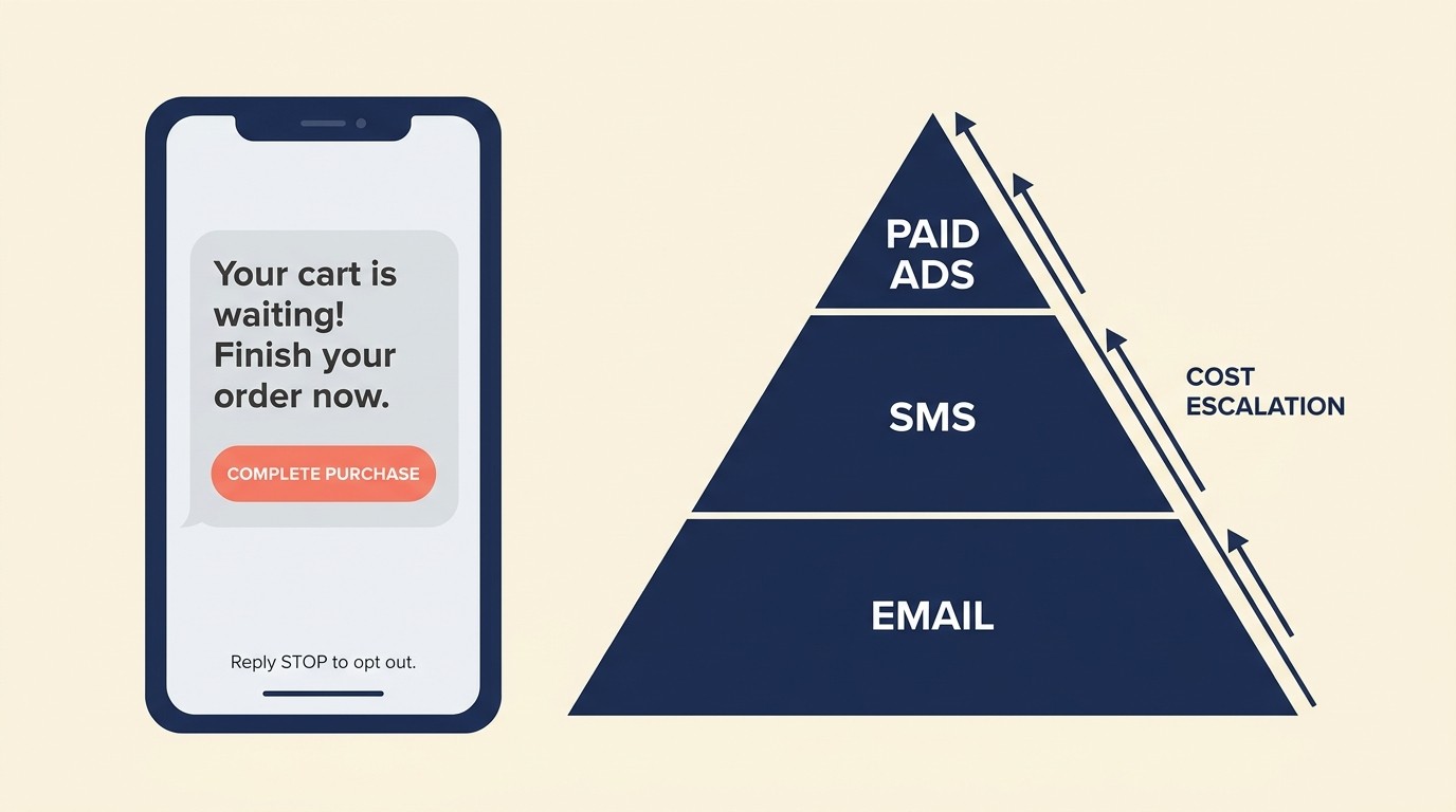 SMS cart recovery tactics with 90% open rates, compliance requirements, and timing limits