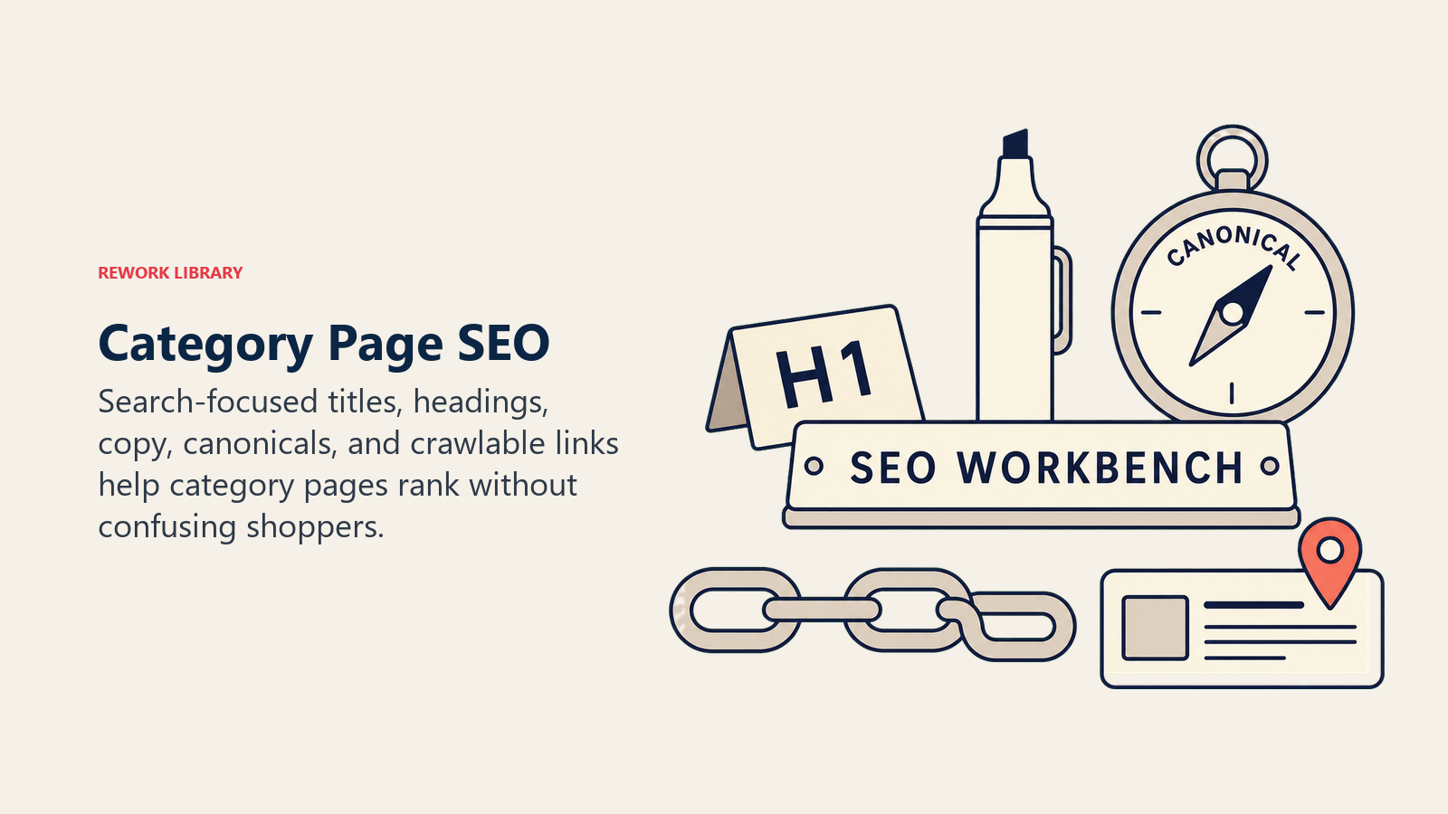 Category Page SEO, illustrated with SEO foundation kit.