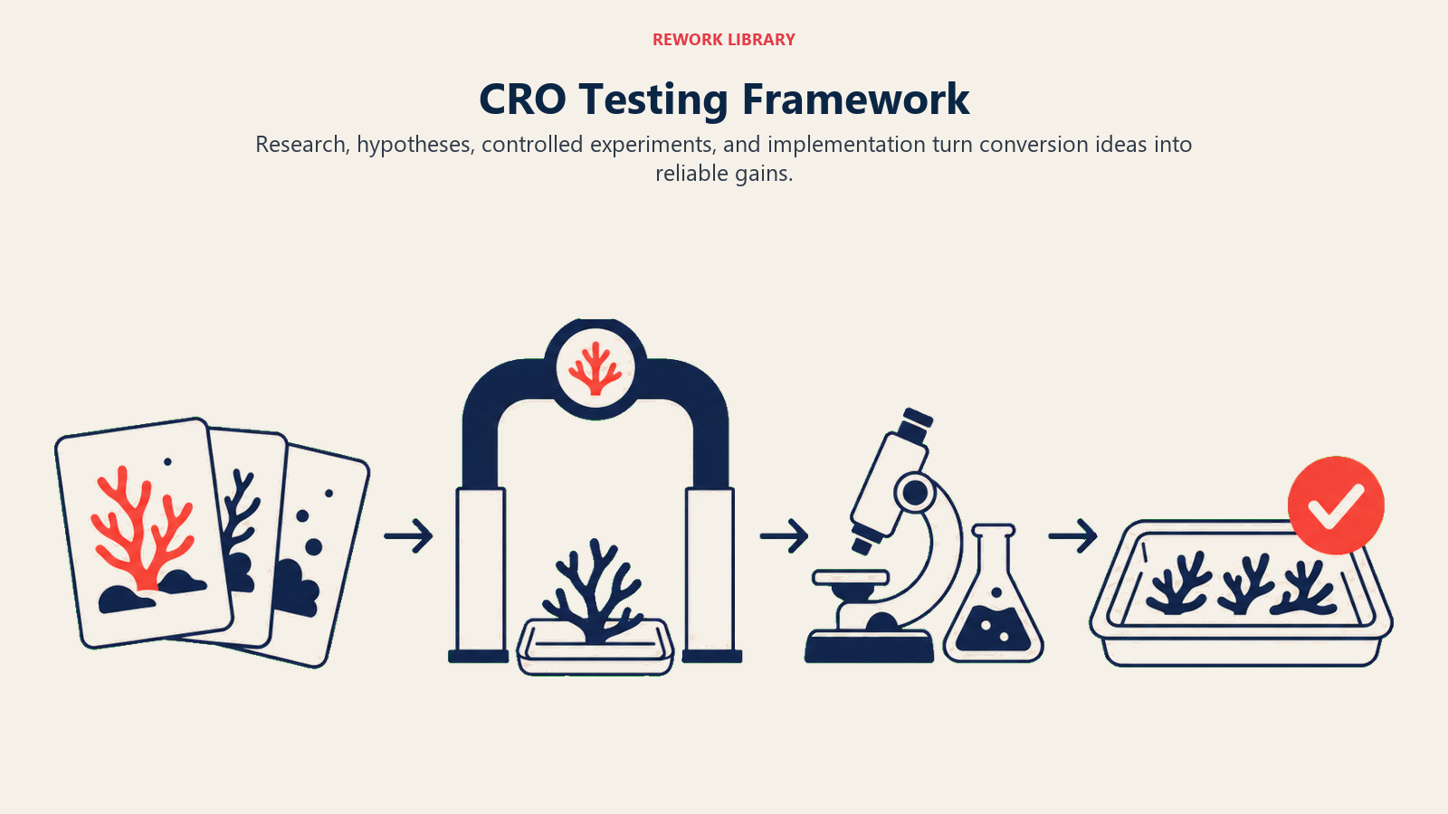 CRO Testing Framework illustrated with experiment route