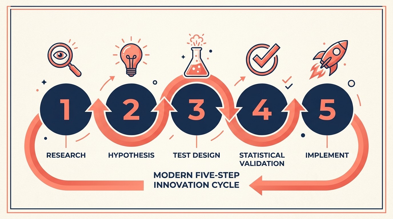 Five-step CRO testing framework from research through statistical validation to implementation