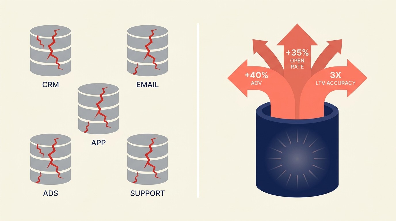 E-commerce revenue impact from unified customer data with a CDP