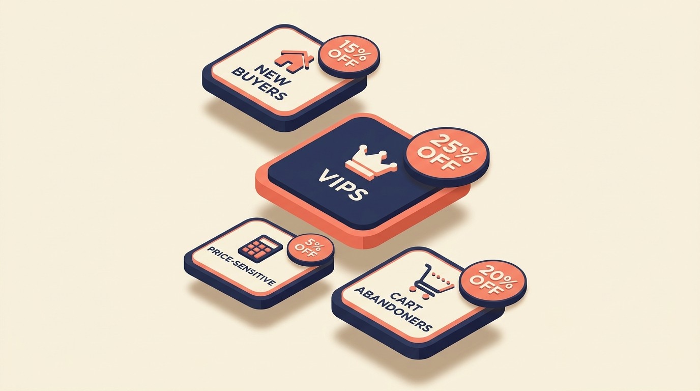 Customer segmentation approach for targeted discounts across new, VIP, price-sensitive, and abandoned cart segments