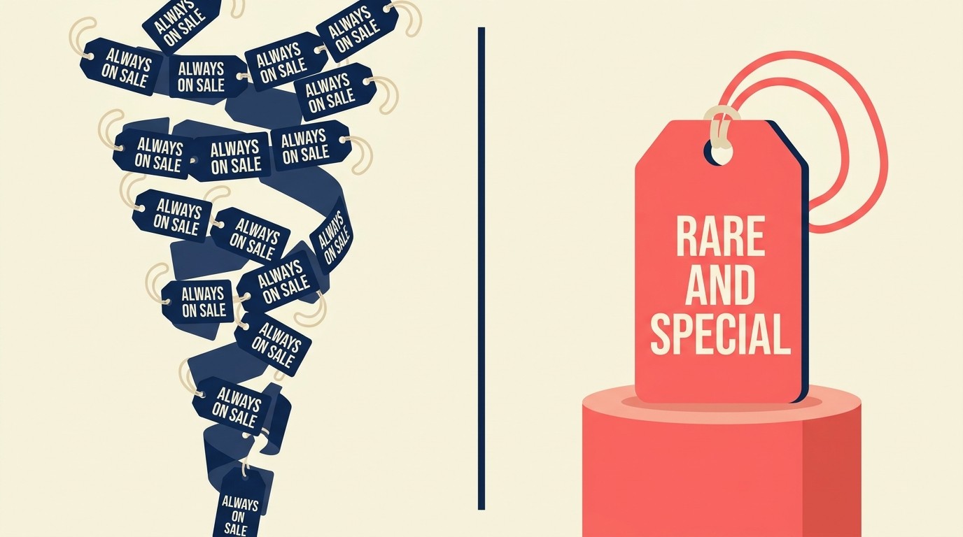 Customer training and expectation management avoiding predictable discounts while building scarcity and value