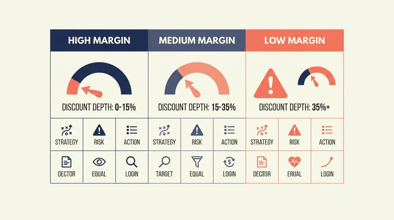 Margin protection framework for discounts showing contribution margin and break-even thresholds