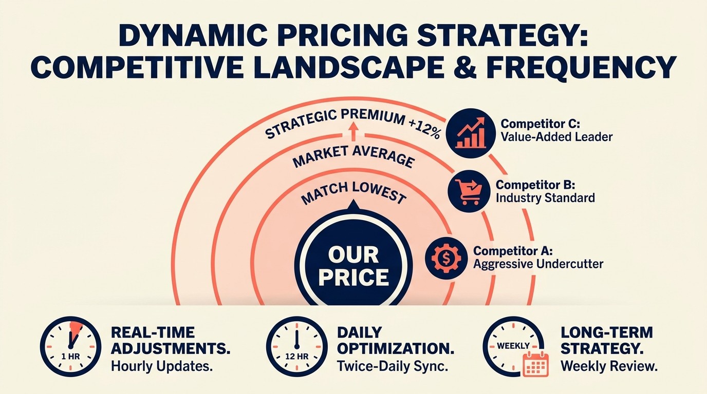 Competitor price tracking and repricing parity strategies dashboard