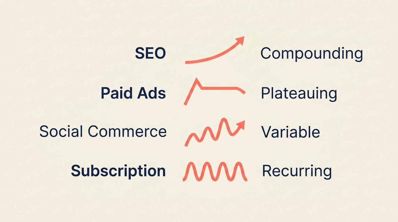 Channel-specific ecommerce growth scaling patterns