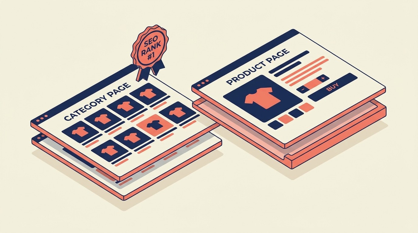Optimized product and category page anatomy with key SEO elements highlighted