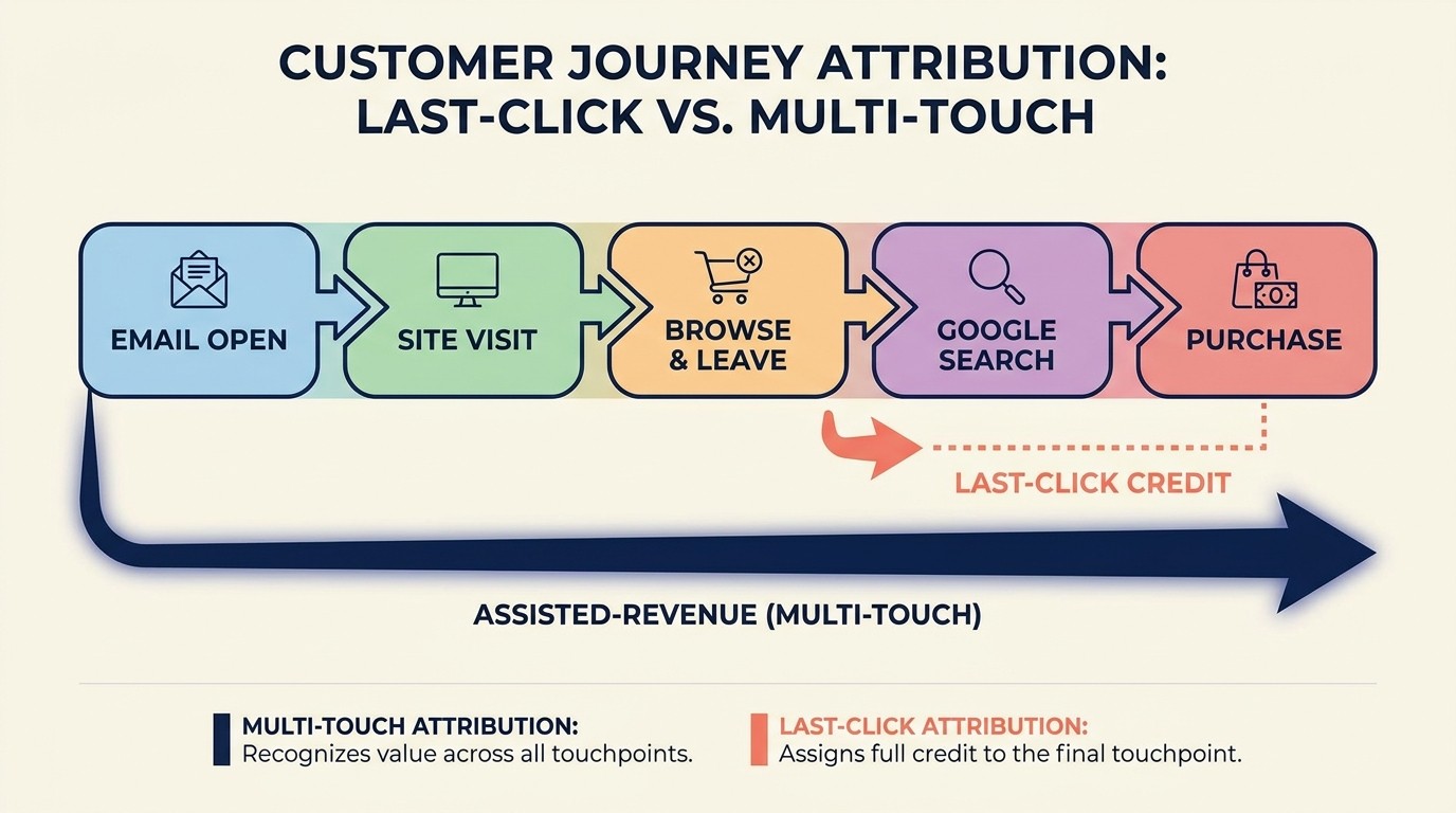 Email revenue attribution and multi-touch measurement framework
