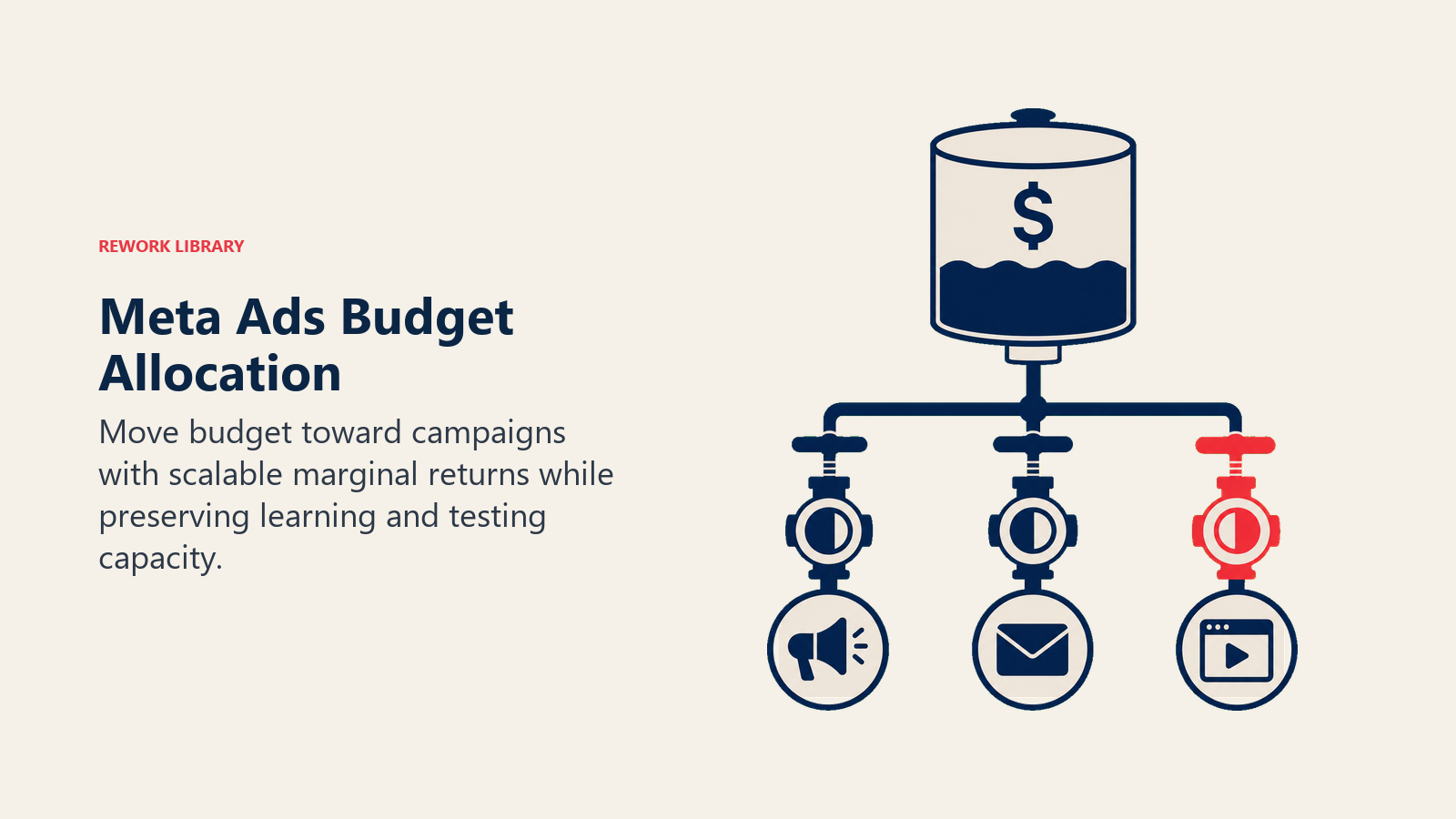 Meta Ads Budget Allocation illustrated with budget irrigation valves