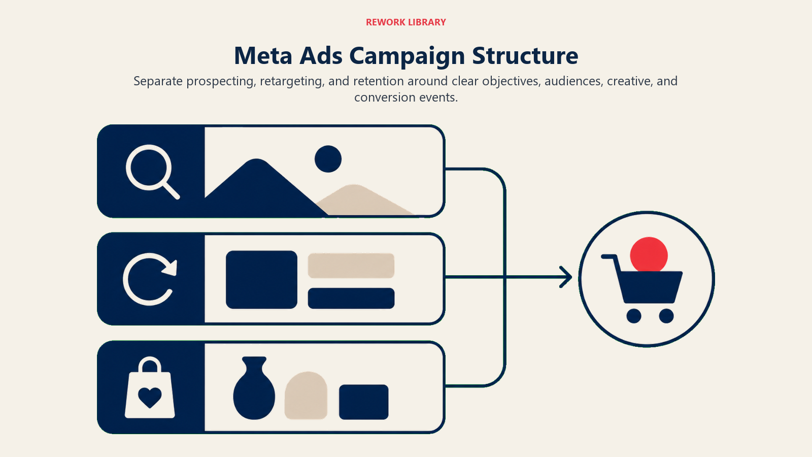 Meta Ads Campaign Structure illustrated with campaign architecture