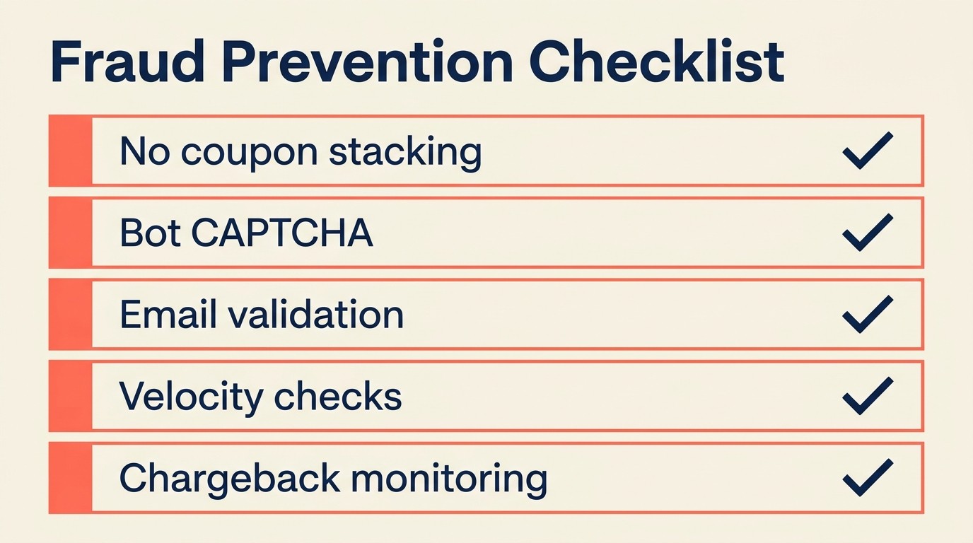 Fraud prevention controls including bot detection email validation and velocity checks