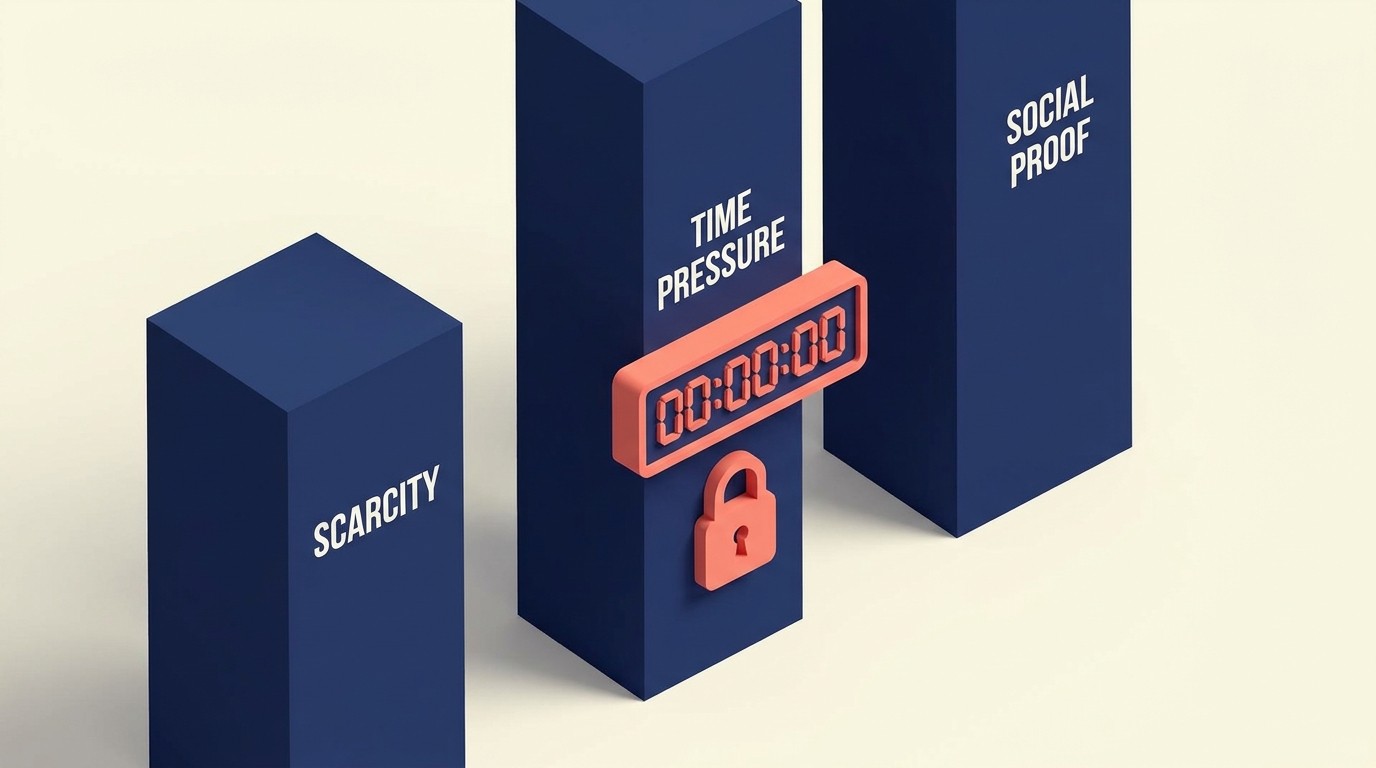 Three psychological triggers behind urgency marketing: scarcity, time constraints, and social proof