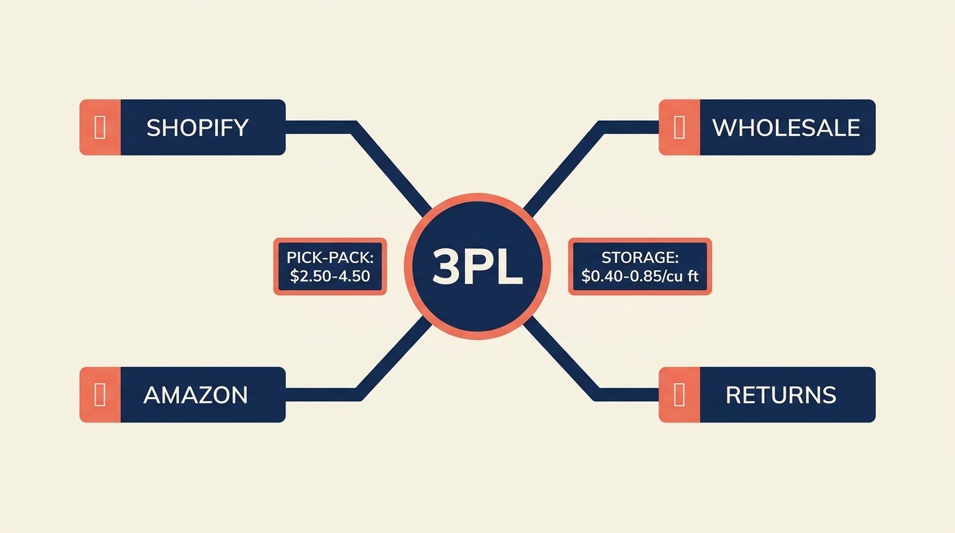 3PL third-party logistics model showing variable cost structure and geographic distribution benefits