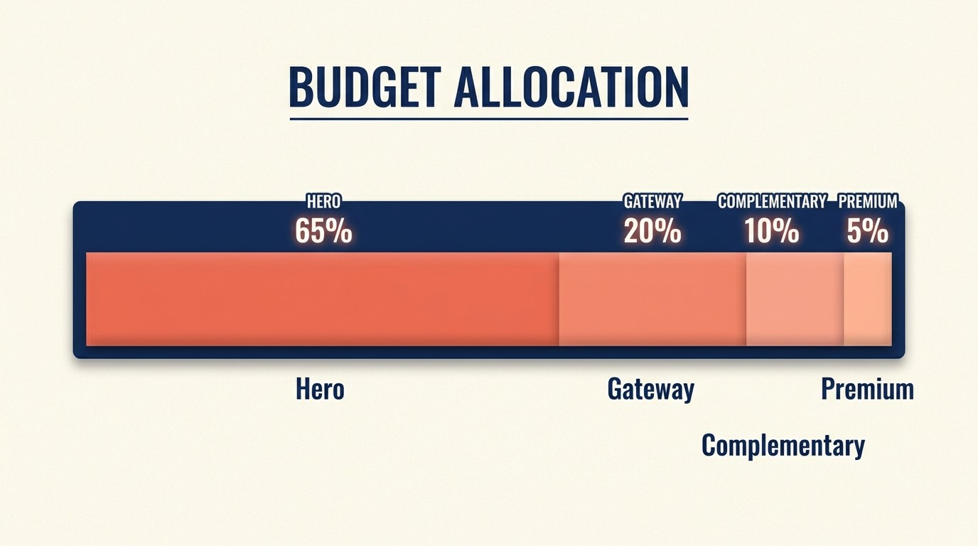 Marketing budget and resource allocation concentrated on the hero product