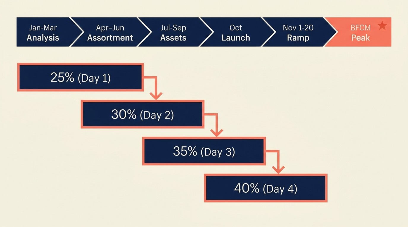 BFCM strategy timeline from January planning through November execution