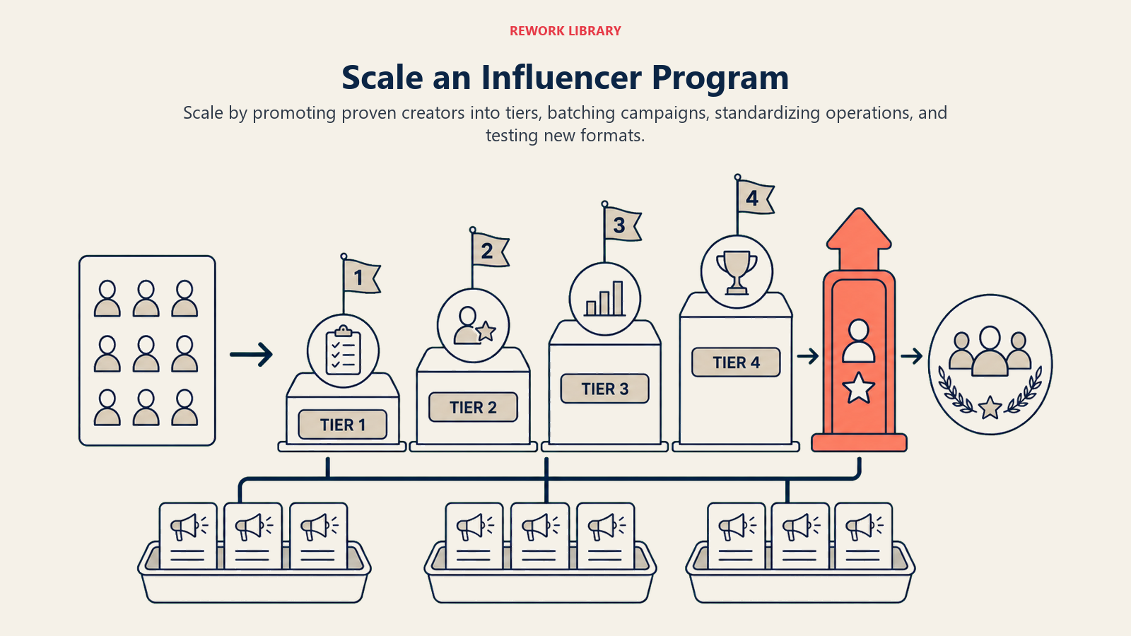 Scale an Influencer Program, illustrated with program scaling ladder.