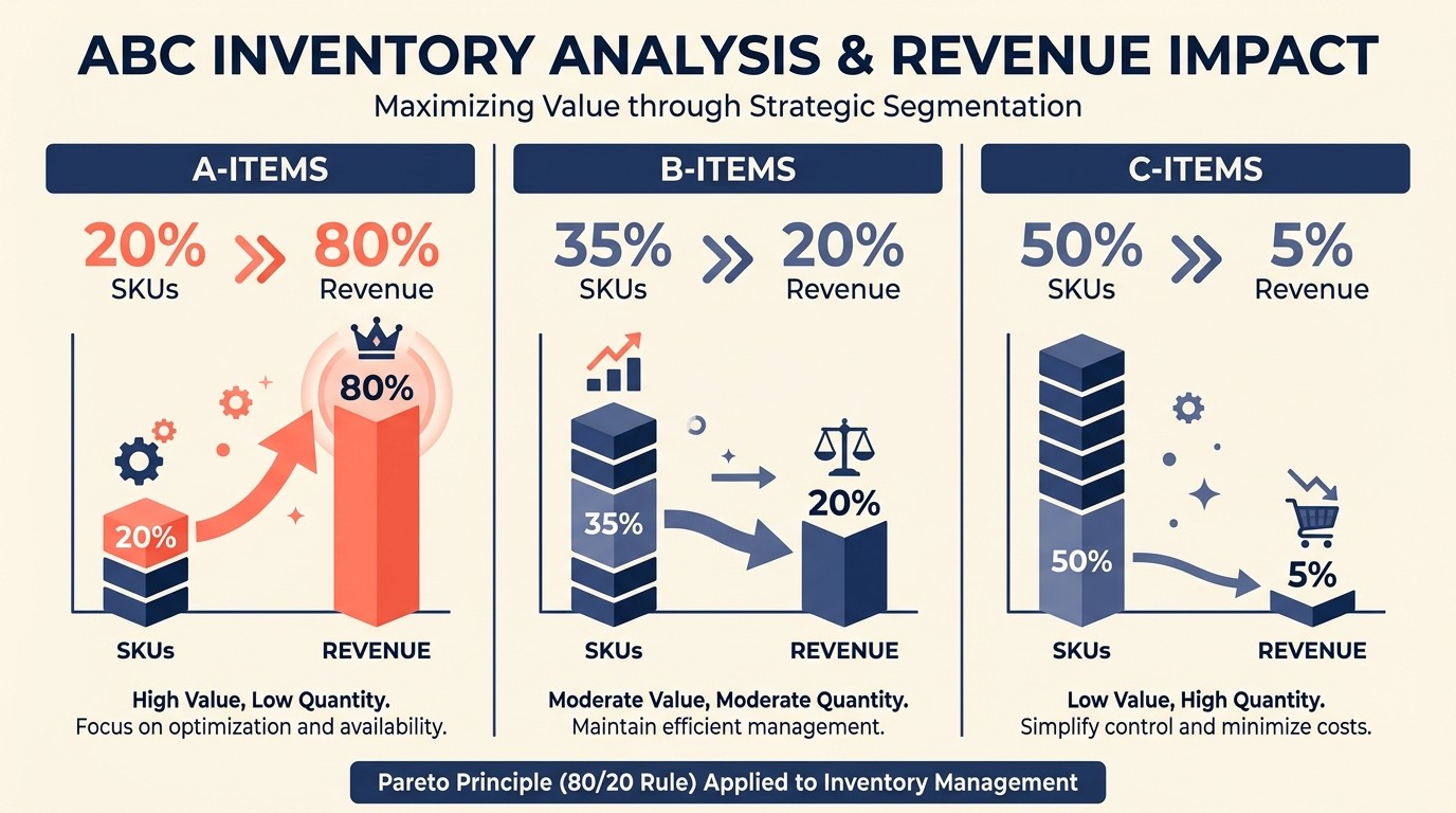 Inventory forecasting methods with ABC analysis and statistical models