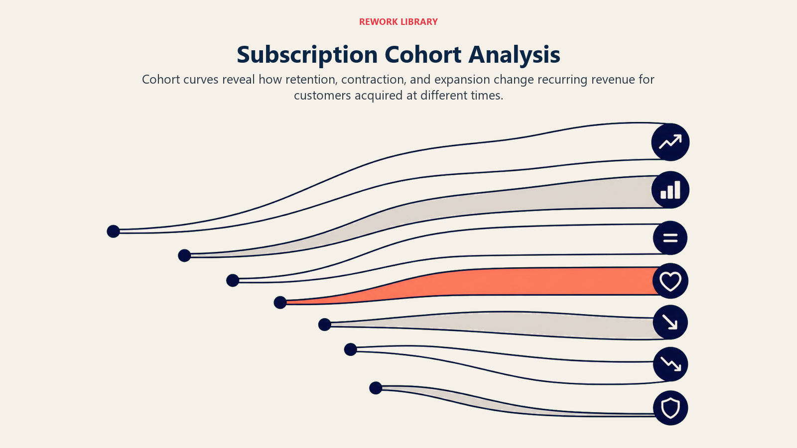 Subscription Cohort Analysis, illustrated with cohort revenue curves.