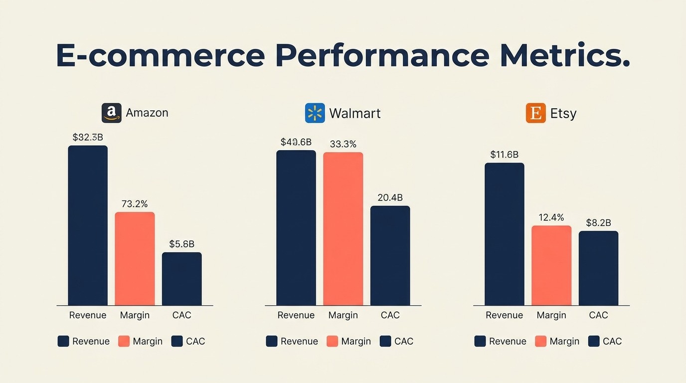 Channel profitability dashboard tracking revenue, margin, CAC, and inventory turn rate across marketplaces