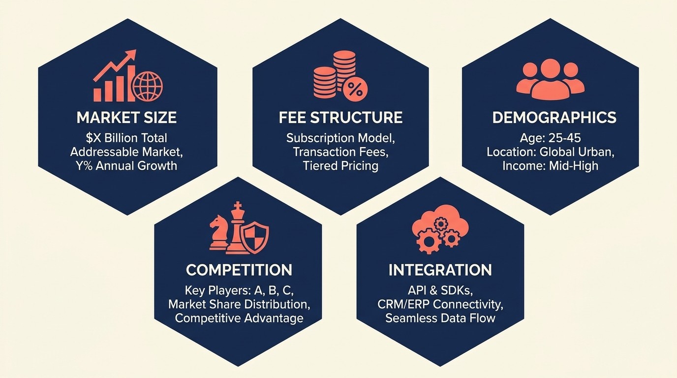 Marketplace selection framework evaluating traffic, fees, demographics, competition, and integration