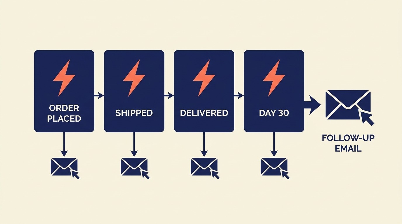 Marketing automation workflow with triggers, conditional logic, and ESP integrations