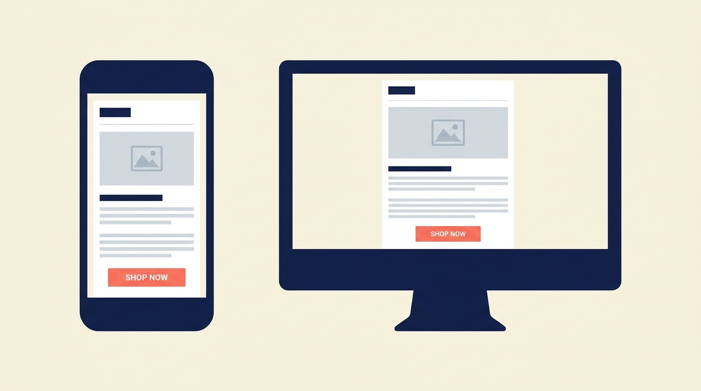 Mobile-first email template with single column layout and large touch targets