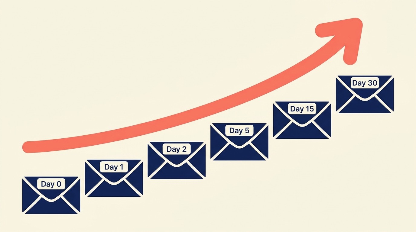Six-email welcome and onboarding sequence for first-time buyers