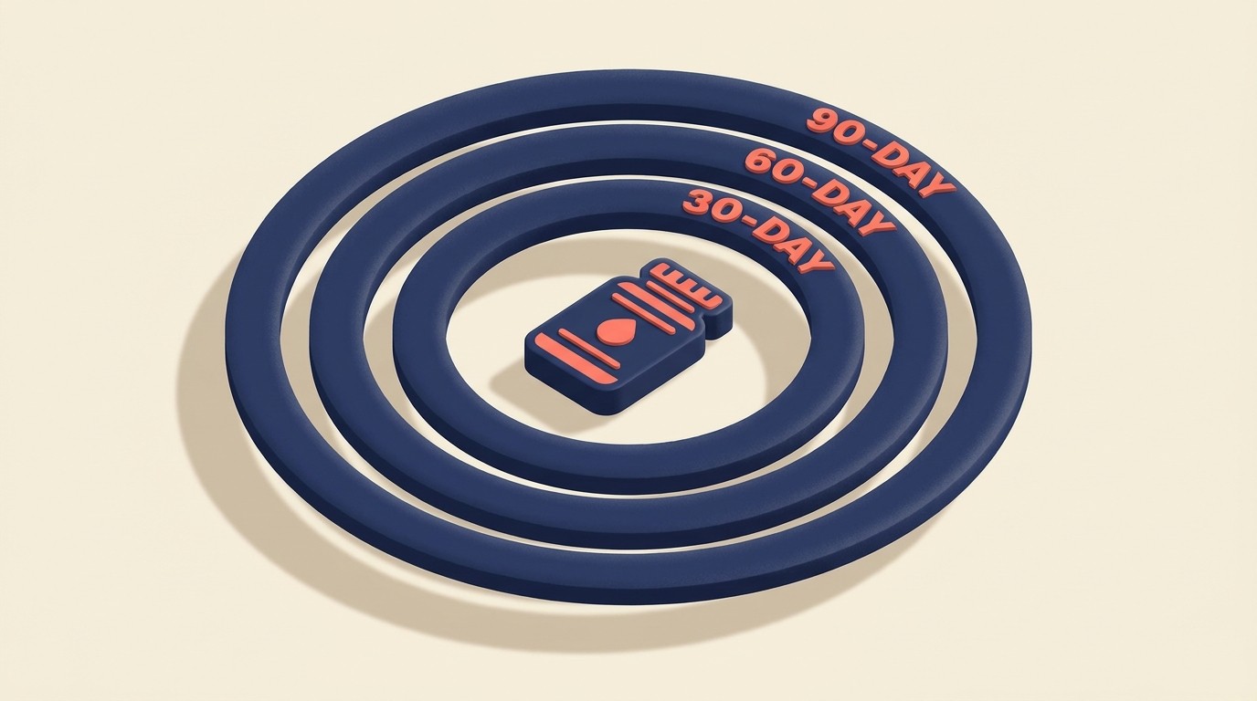 Replenishment email cycles for 30, 60, and 90-day consumable products