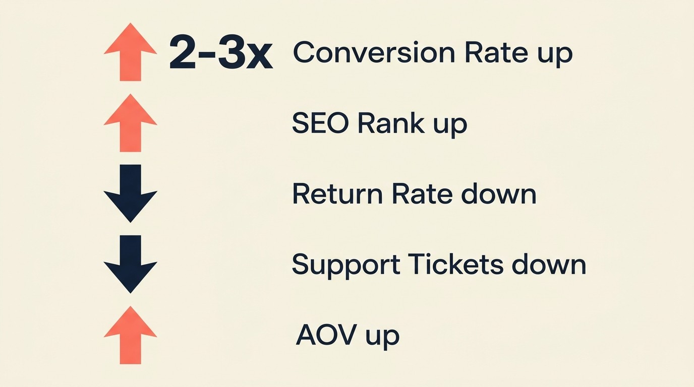 Business impact of quality product descriptions on revenue and conversion
