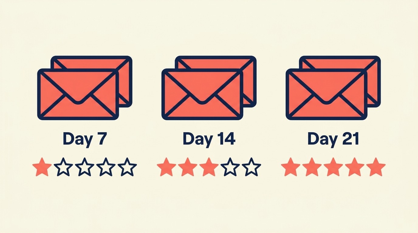 Early review generation strategy with pre-launch seeding and three-touch post-purchase campaigns