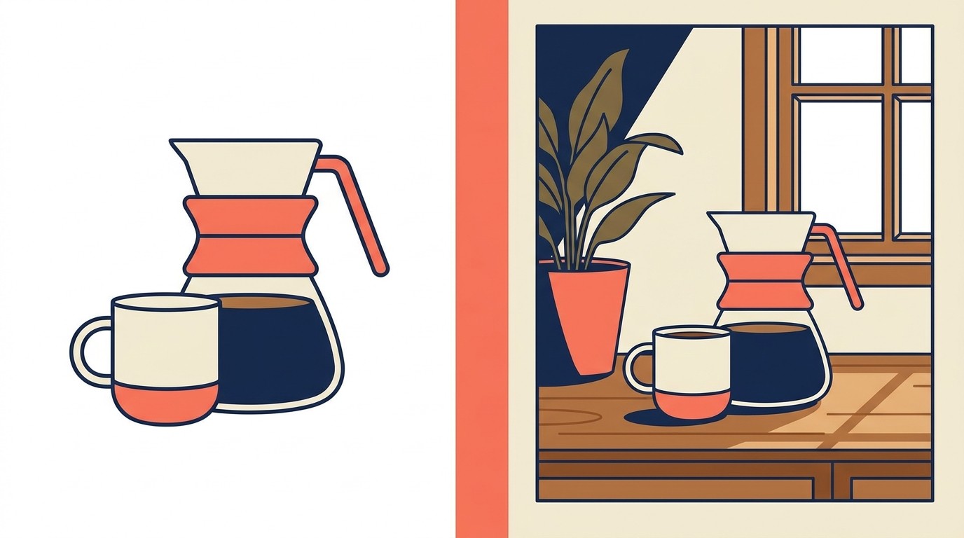 Side-by-side comparison of white-background product shot and lifestyle contextual photograph