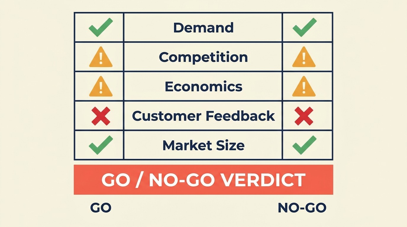 Go no-go decision framework with validation metrics and risk assessment matrix