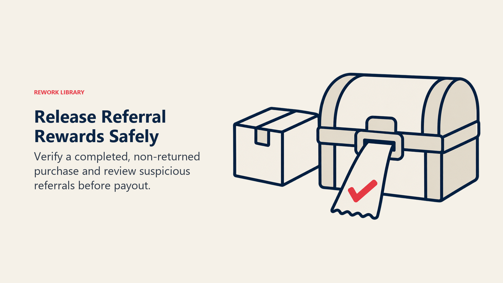 Release Referral Rewards Safely illustrated by reward box with verification latch.