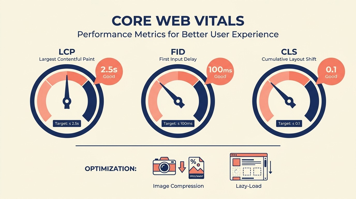 Shopify performance tuning checklist covering Core Web Vitals, image compression, lazy loading, and app overhead management